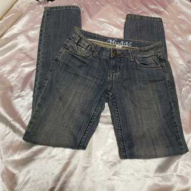 Vintage Y2K MUDD Low-Rise Embellished Distressed Flare Jeans size