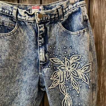 Vintage Fredericks of Hollywood Floral Denim Jeans High Rise