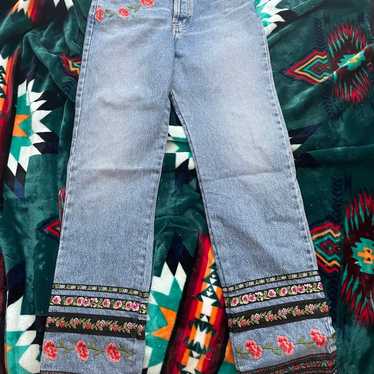 ABS by Allen Schwartz embroidered jeans (1990’s) - image 1
