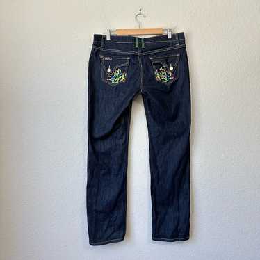Women's Sky Jeans Pants Size 13/14 Junior's Whisker Wash Dark Blue