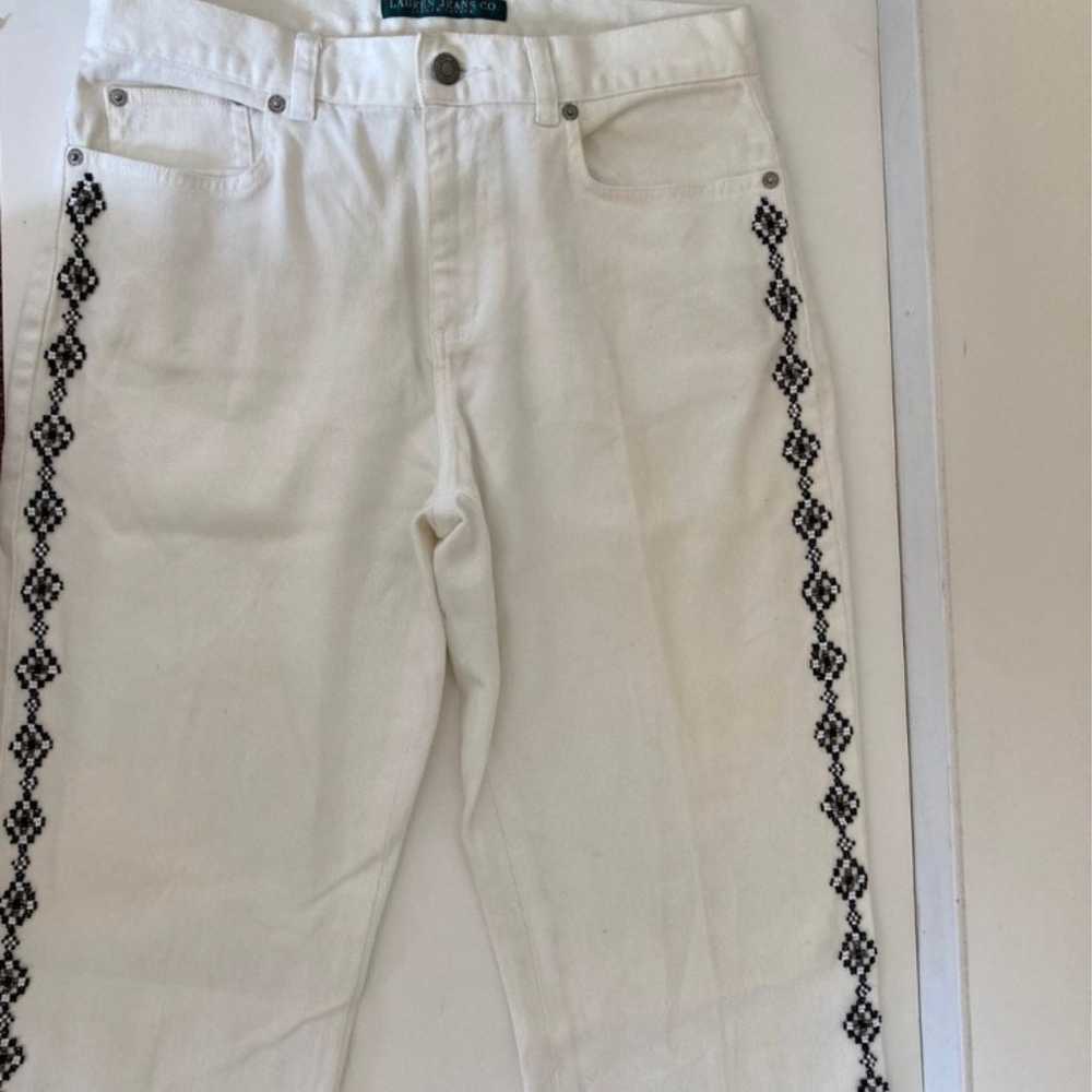 Vintage Ralph Lauren Aztec Beaded White Jeans siz… - image 1