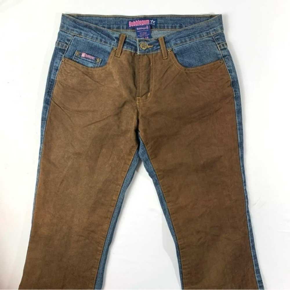 Vintage Flare Bubblegum Jeans with Brown Suede Pa… - image 11