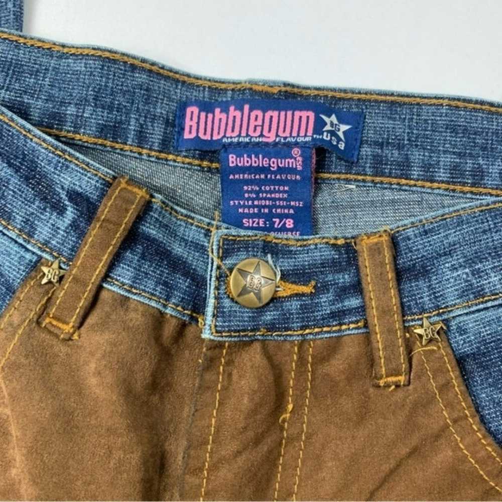 Vintage Flare Bubblegum Jeans with Brown Suede Pa… - image 2
