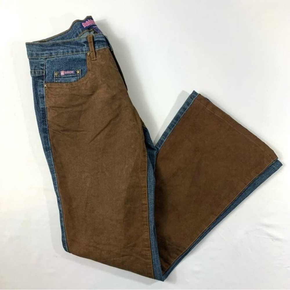 Vintage Flare Bubblegum Jeans with Brown Suede Pa… - image 7