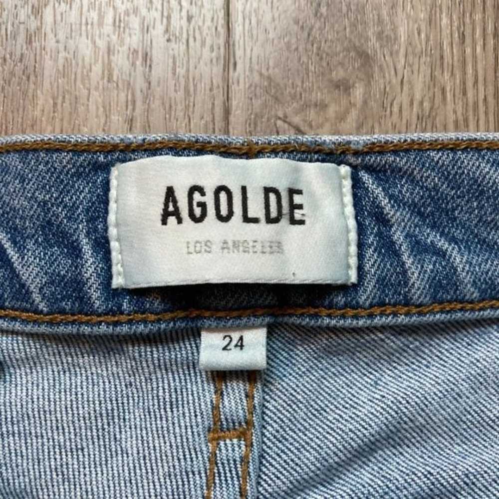 Agolde Light Wash Distressed Straight Leg Wilder … - image 4