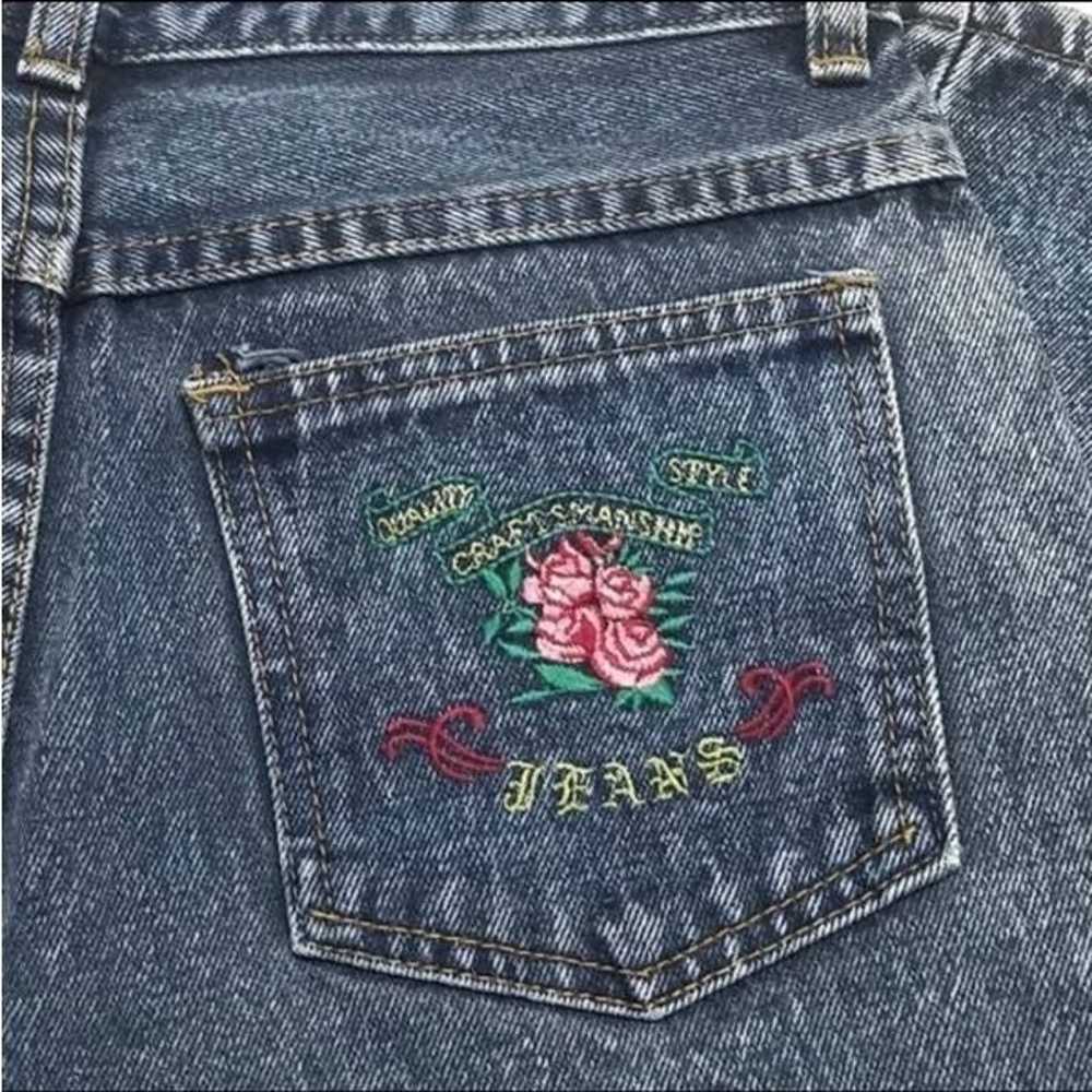 Vintage Jordache Extra High Rise Rose Embroidered… - image 9
