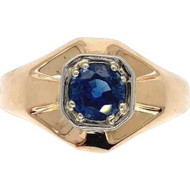 14K yellow gold .80ct Sapphire Men's Ring