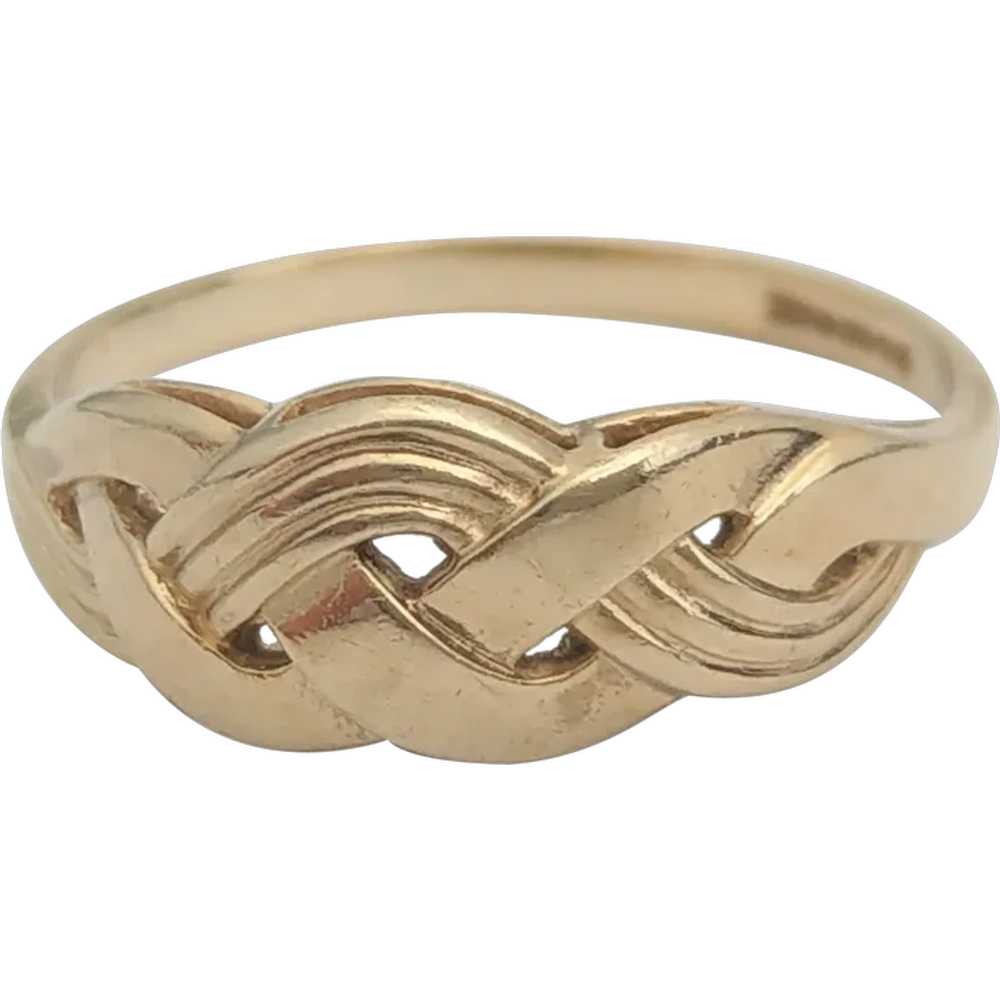 Vintage 9ct Gold ring Celtic braided knot - image 1