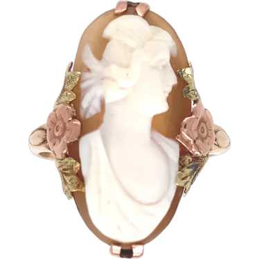 10K Tricolor Gold Shell Cameo Ring