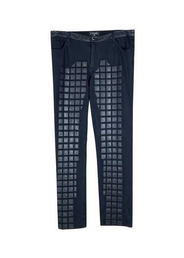 Chanel Chanel Black Jeans with Leather Mosaic Deta