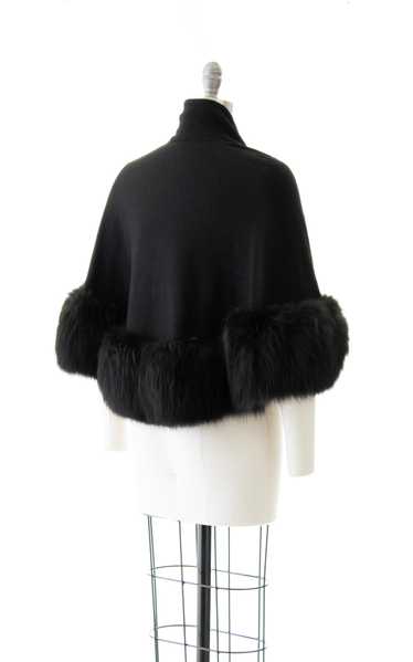 1950s Fur Trimmed Wool Jersey Wrap | x-small/small