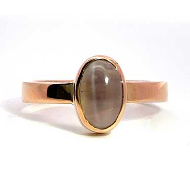 18K Y Gold Cats Eye Bezel Set Ring Size 7.5 - image 1