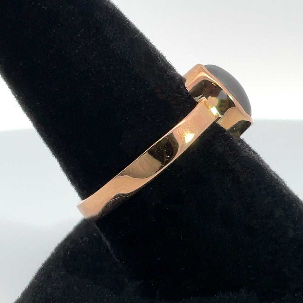 18K Y Gold Cats Eye Bezel Set Ring Size 7.5 - image 7