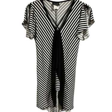 Vintage 70’s Crystal Black & White Striped Open S… - image 1