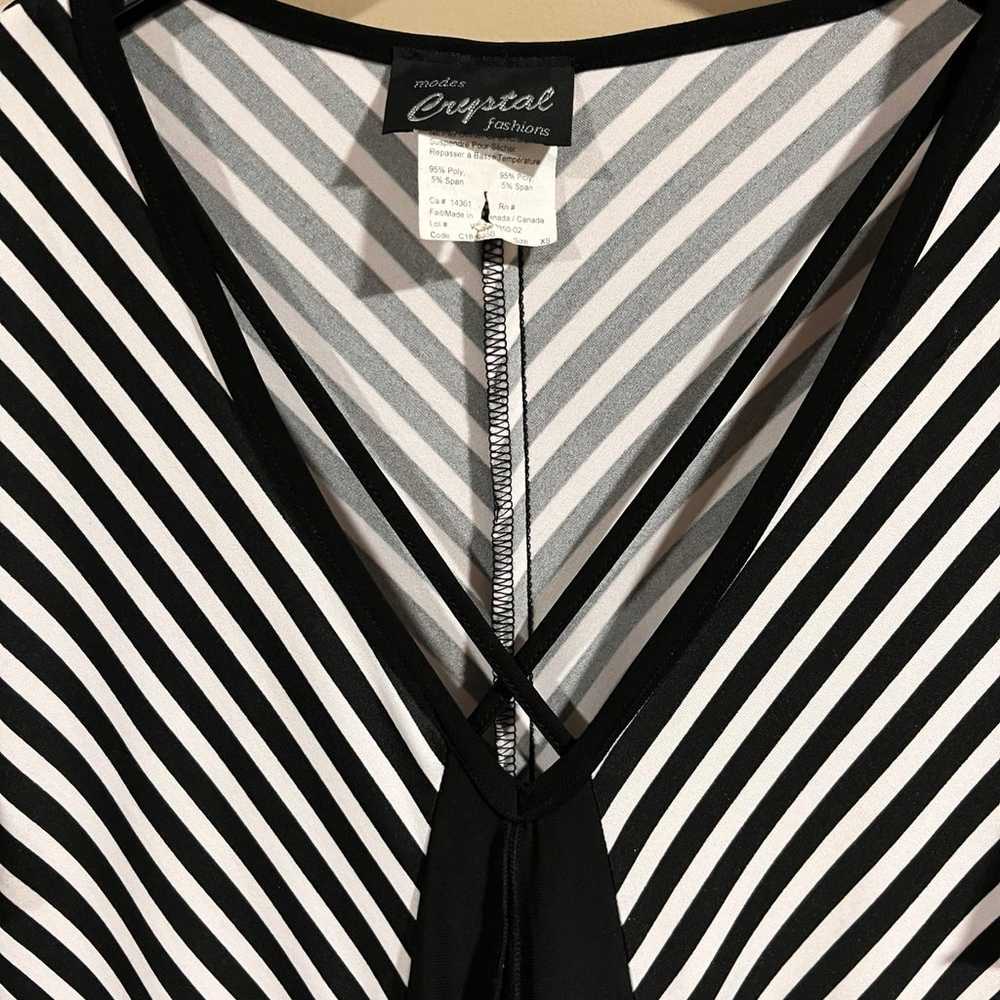 Vintage 70’s Crystal Black & White Striped Open S… - image 3