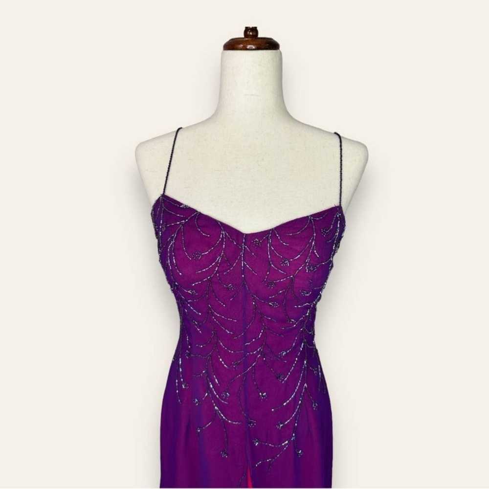 VINTAGE Nadine Y2K Purple Pink Beaded Prom Dress … - image 2