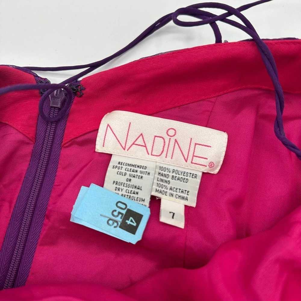 VINTAGE Nadine Y2K Purple Pink Beaded Prom Dress … - image 6