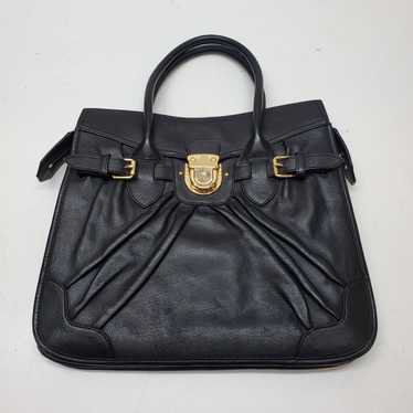 BCBGMAXAZRIA Black Pleated Leather Handbag - image 1