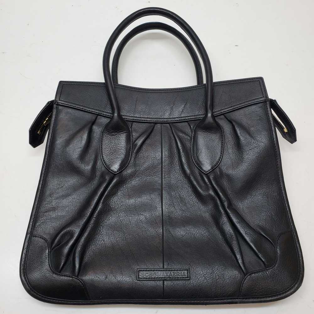 BCBGMAXAZRIA Black Pleated Leather Handbag - image 2