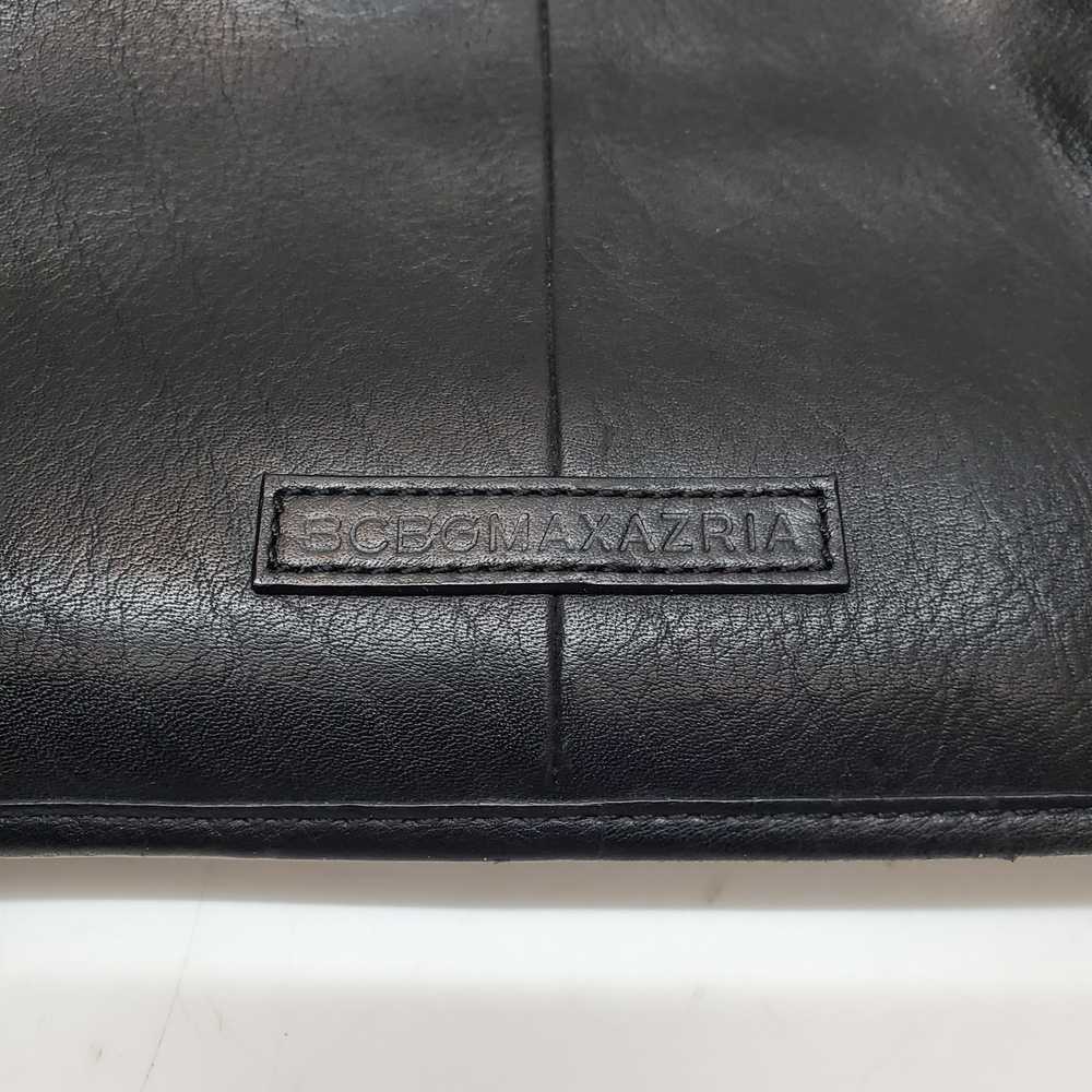 BCBGMAXAZRIA Black Pleated Leather Handbag - image 3