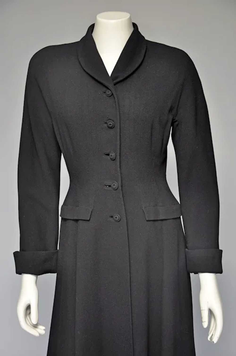 1940s Black Wool Princess Coat w/ Beautiful Tailo… - image 3