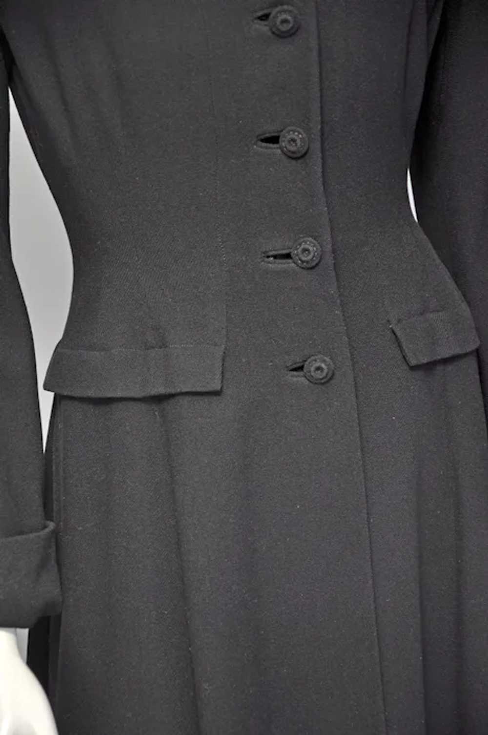 1940s Black Wool Princess Coat w/ Beautiful Tailo… - image 4