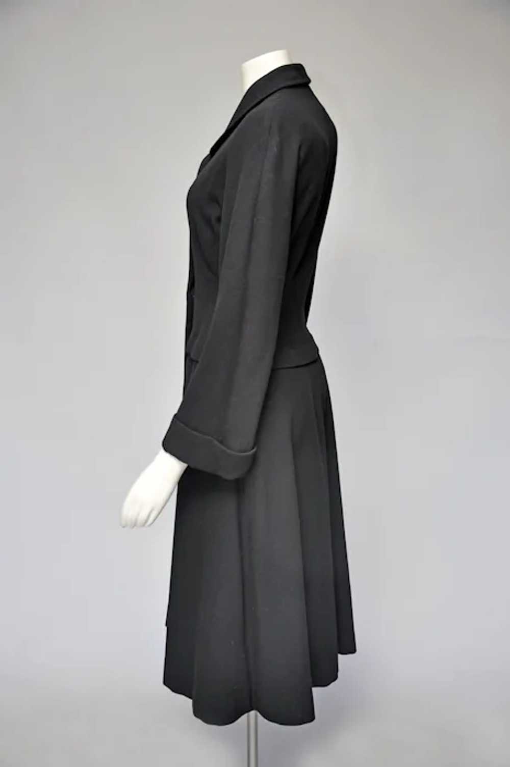 1940s Black Wool Princess Coat w/ Beautiful Tailo… - image 5