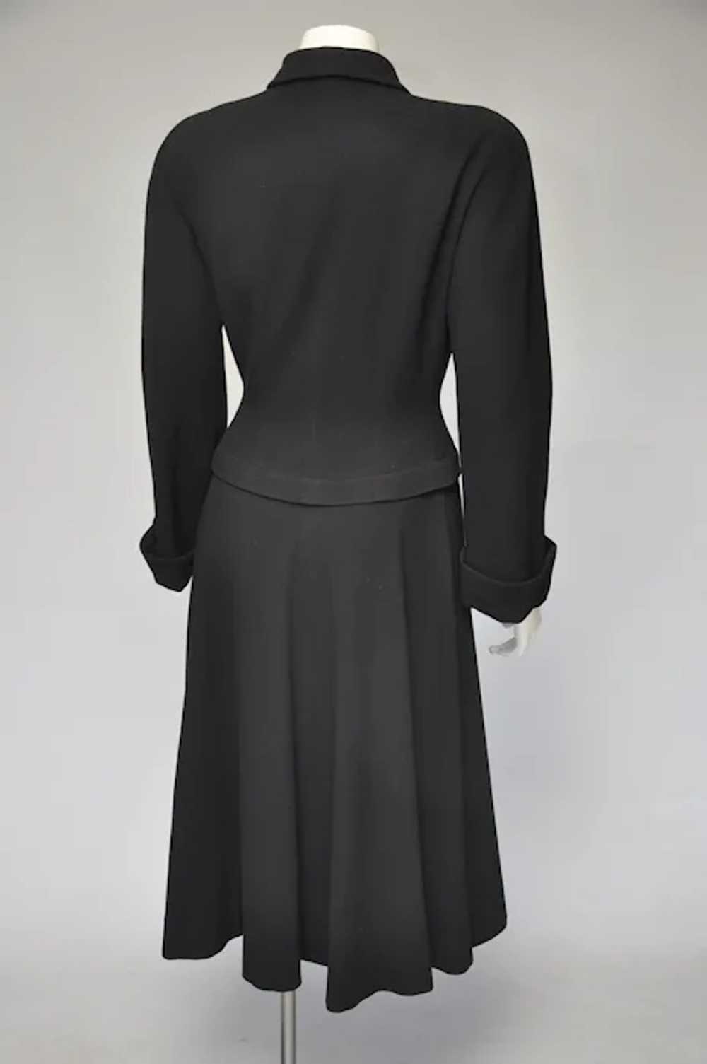 1940s Black Wool Princess Coat w/ Beautiful Tailo… - image 6
