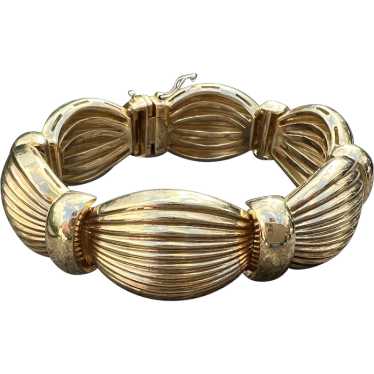 18K Yellow Gold Textured Wide Bracelet