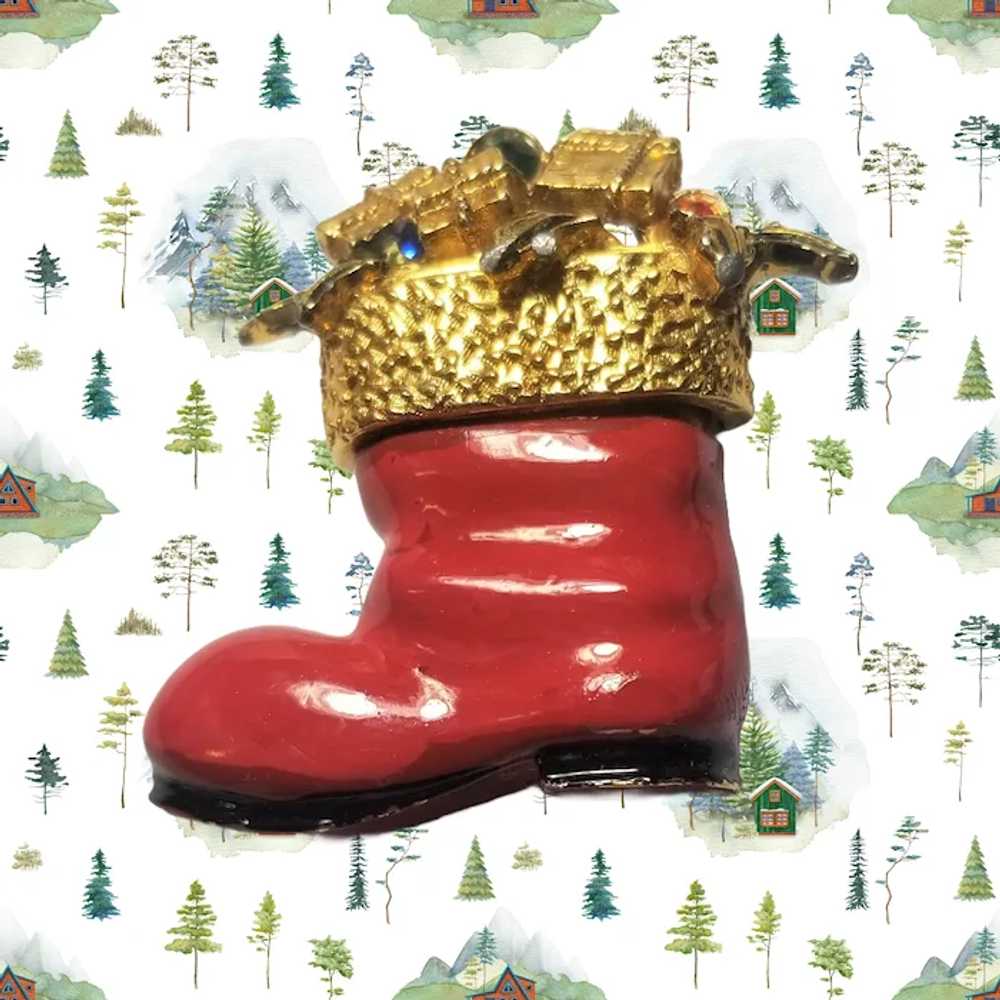 ART- Arthur Pepper Gold Tone and Red Enamel Santa… - image 8