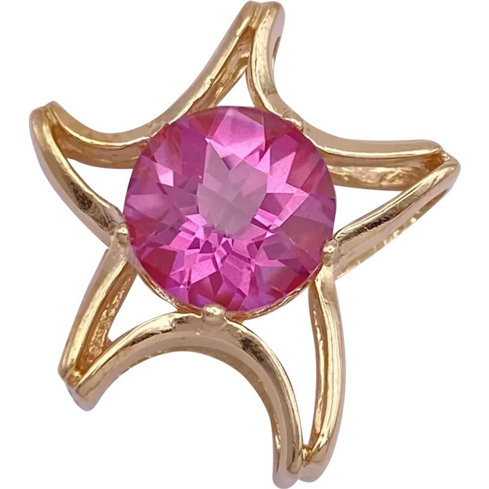 BIG Pink Sapphire Sea Star or Starfish Pendant 14… - image 1