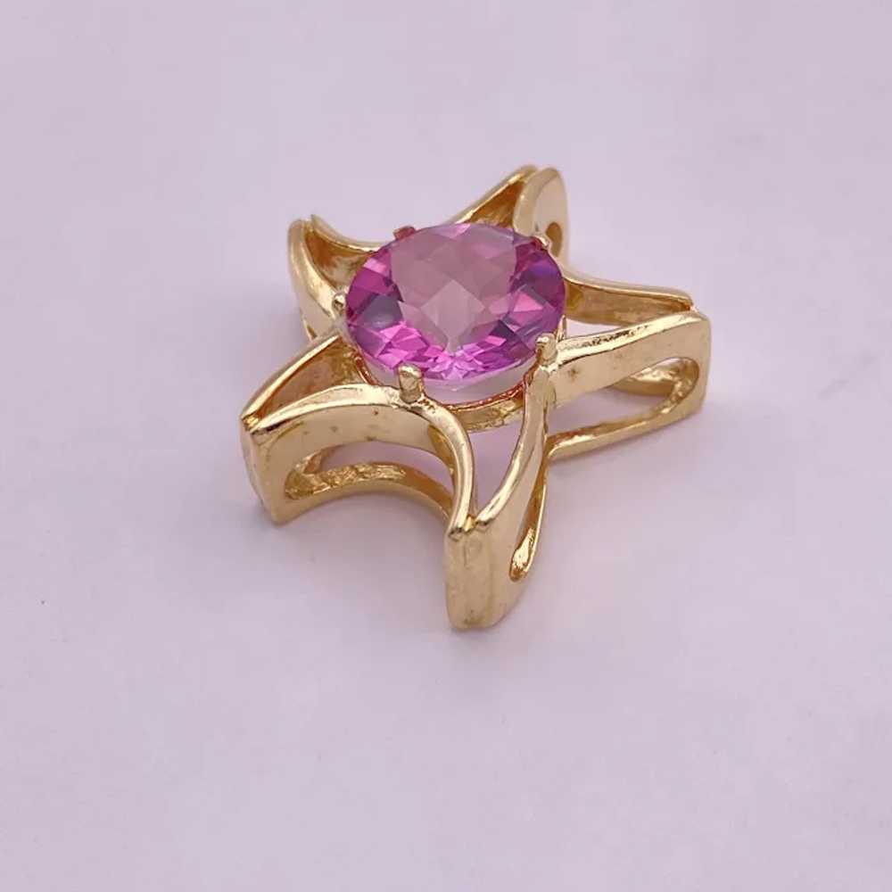 BIG Pink Sapphire Sea Star or Starfish Pendant 14… - image 2