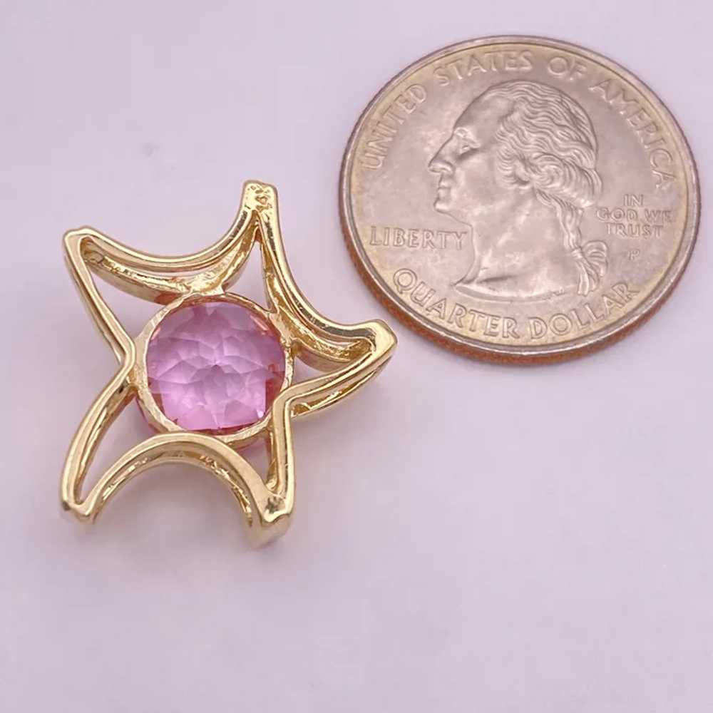 BIG Pink Sapphire Sea Star or Starfish Pendant 14… - image 4