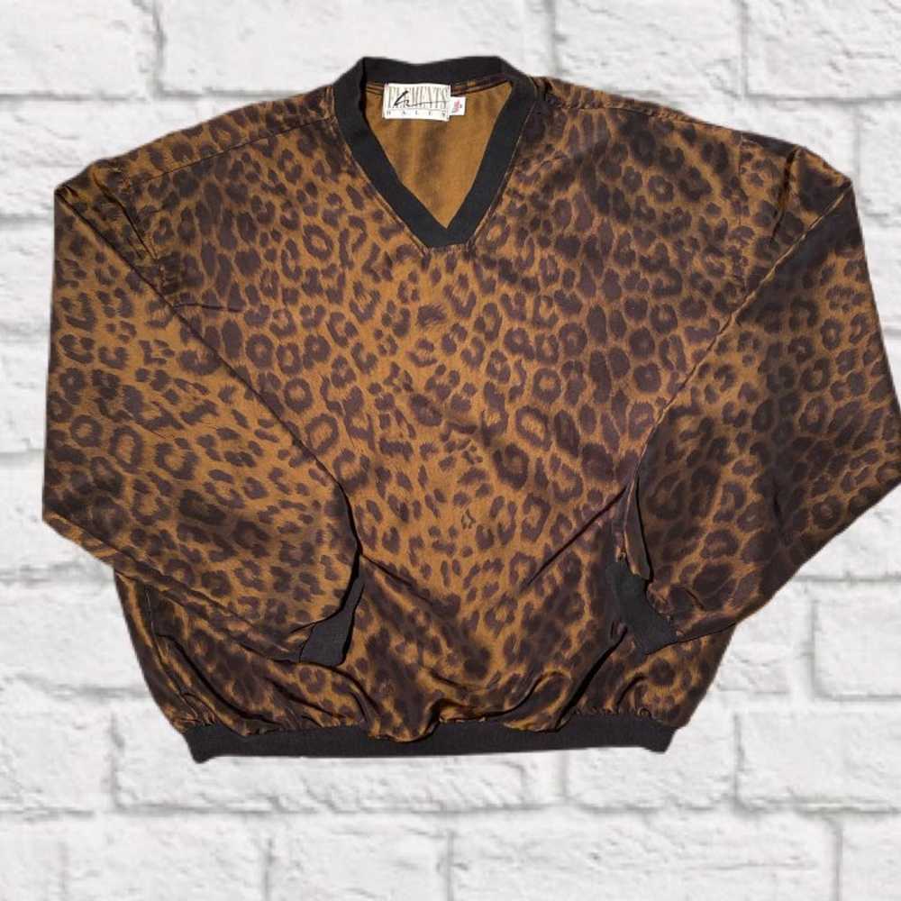 Vintage 90s leopard print pullover - image 1