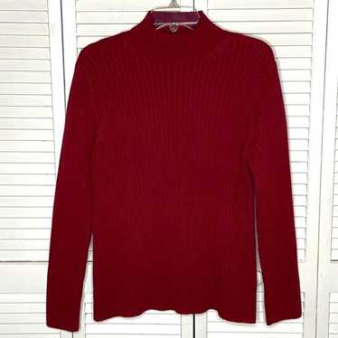 Vintage CLUB ROOM Charter Club Red Cable Knit Moc… - image 1