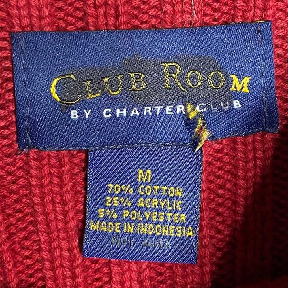 Vintage CLUB ROOM Charter Club Red Cable Knit Moc… - image 2