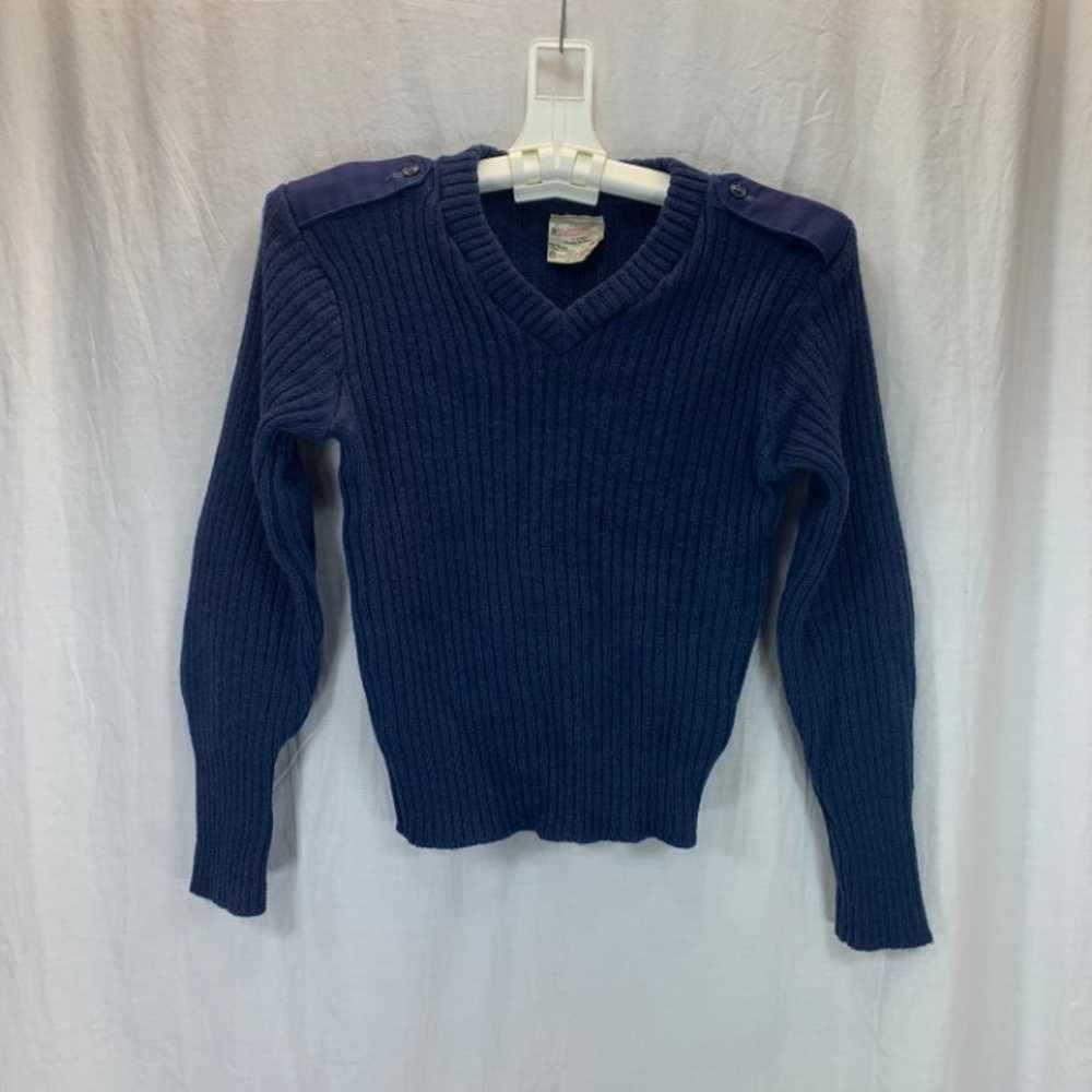 Vintage 80’s Navy Wool Sweater Men’s 38 - image 2