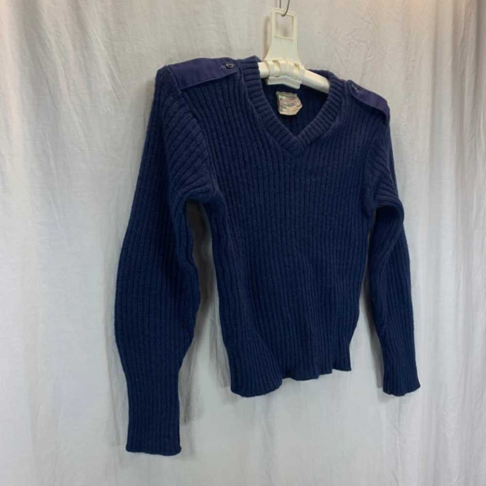 Vintage 80’s Navy Wool Sweater Men’s 38 - image 3