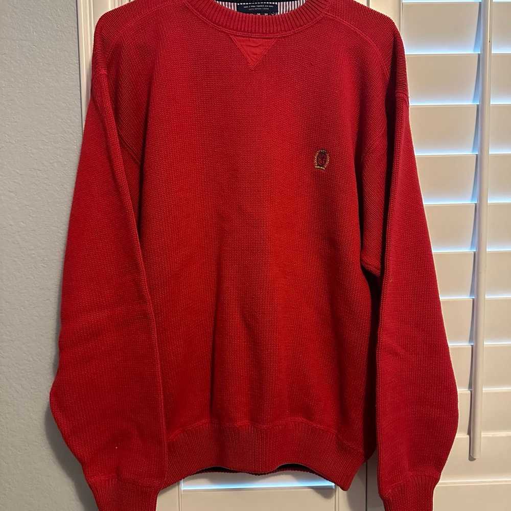 VTG 90s TOMMY HILFIGER RED KNITTED SWEATER - image 1