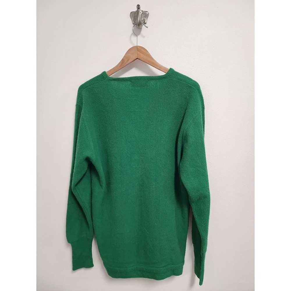 Izod Lacoste 70s green knit V-neck sweater L - image 2