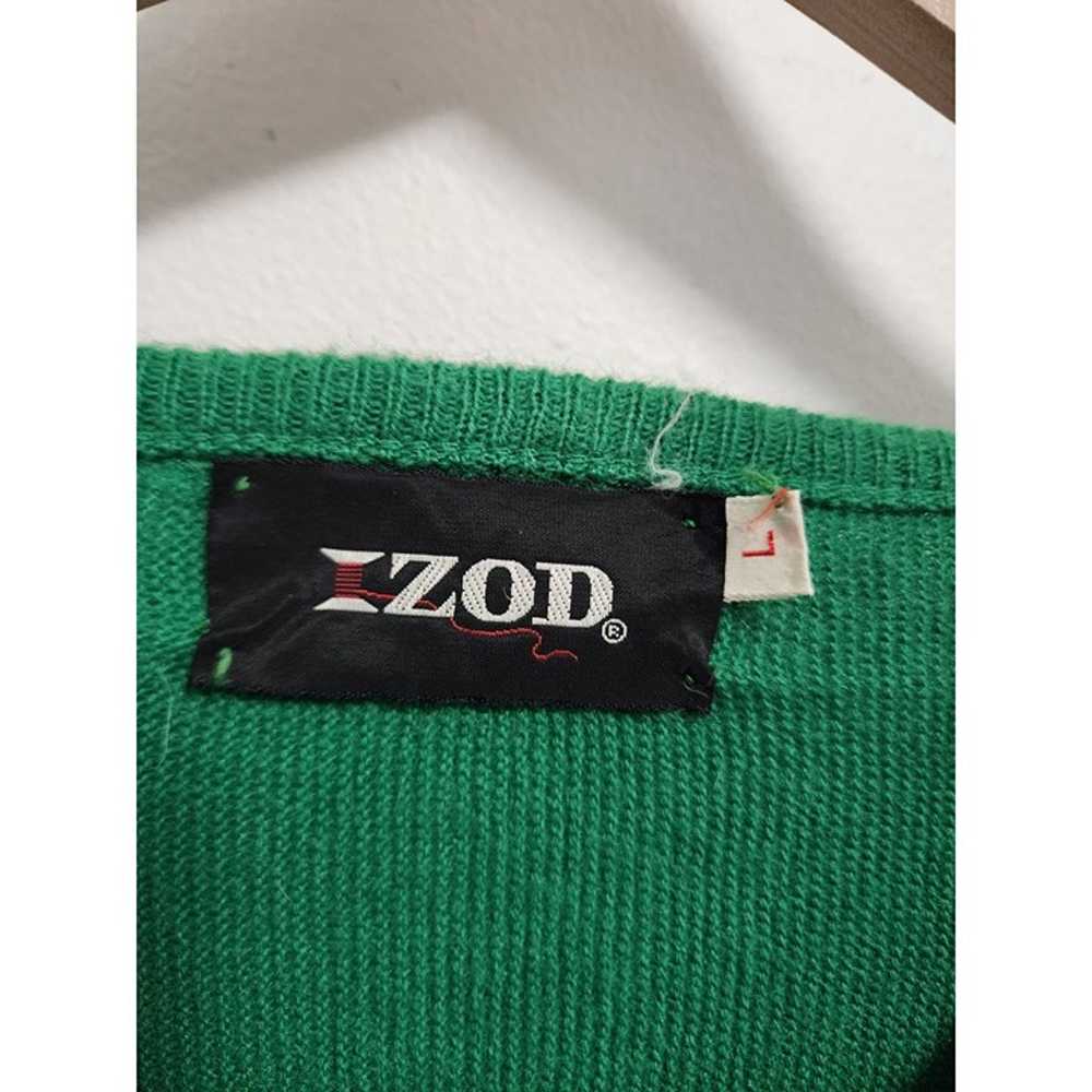 Izod Lacoste 70s green knit V-neck sweater L - image 4