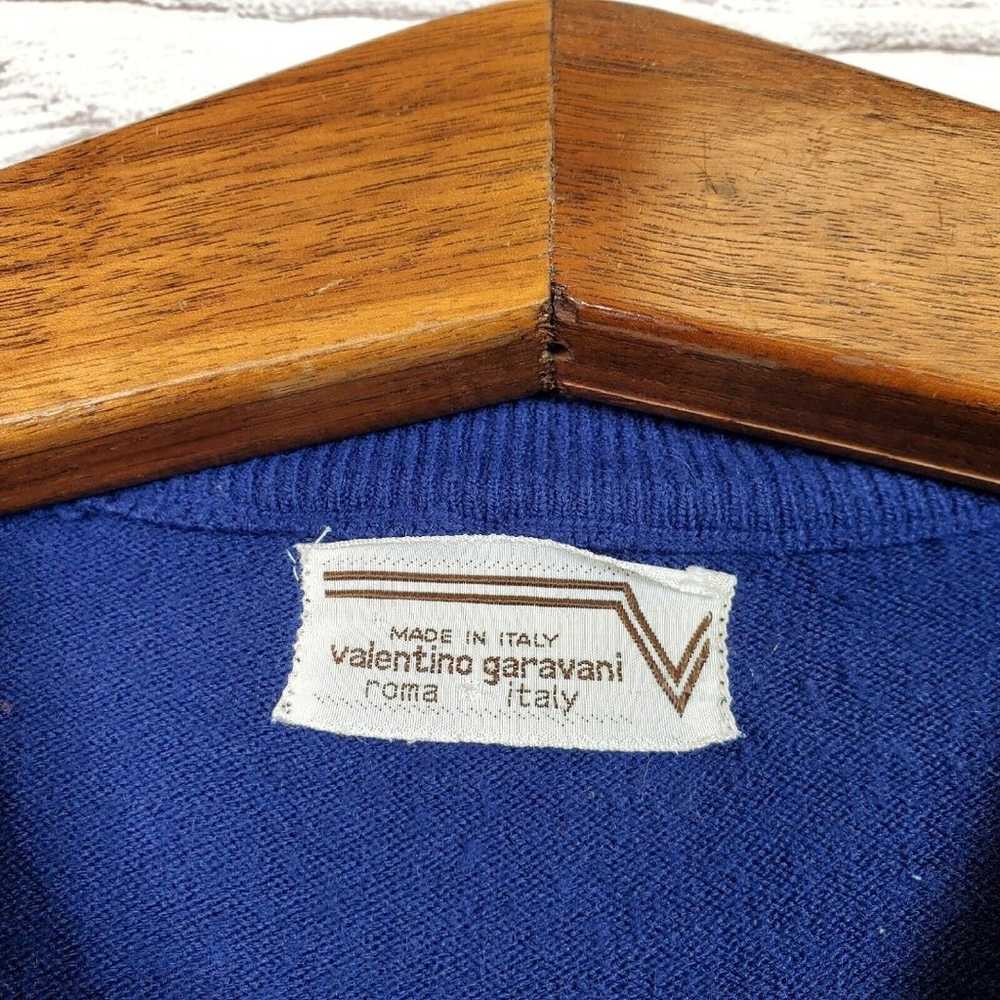 Mens Vintage VALENTINO V-Neck Sweater Navy Blue M… - image 4
