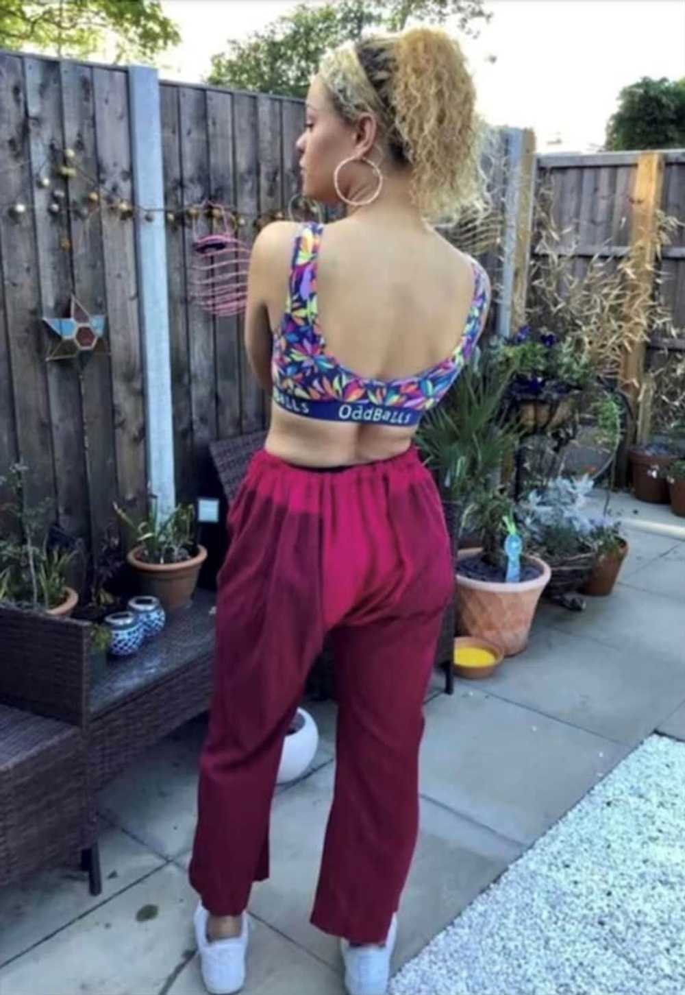 Burgundy harem style baggy handmade festival pants - image 3