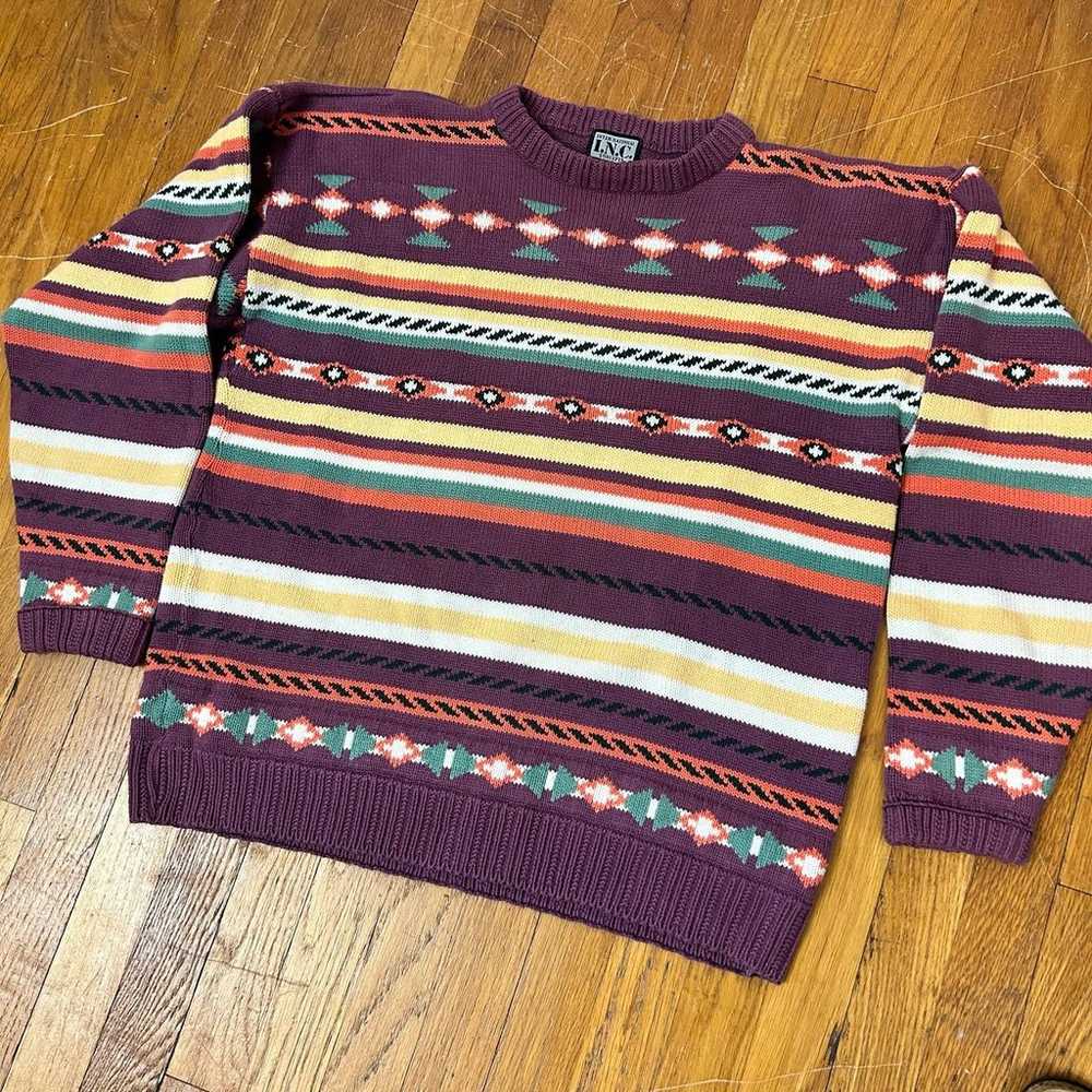 Vintage Southwestern Pattern Sweater M - image 2