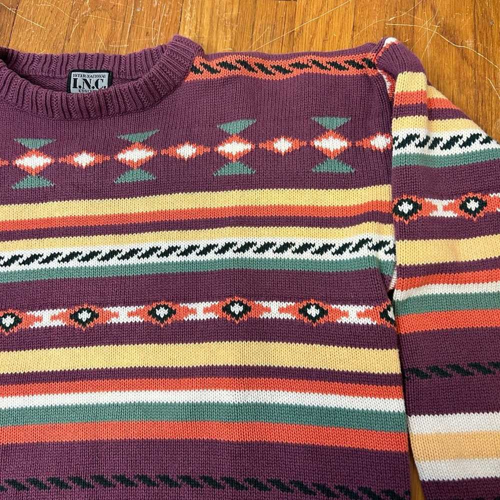Vintage Southwestern Pattern Sweater M - image 3