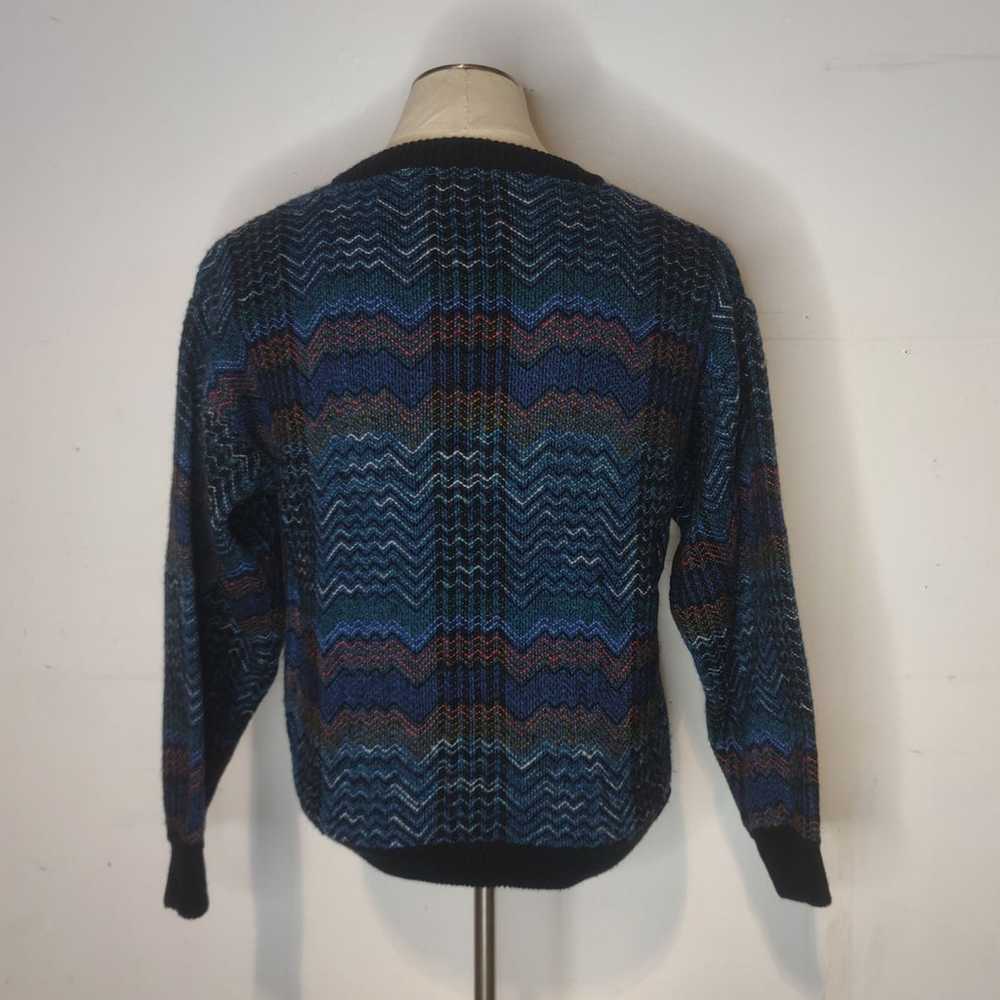 Vintage 80s Leroy Deep V Neck Sweater Zi - image 4