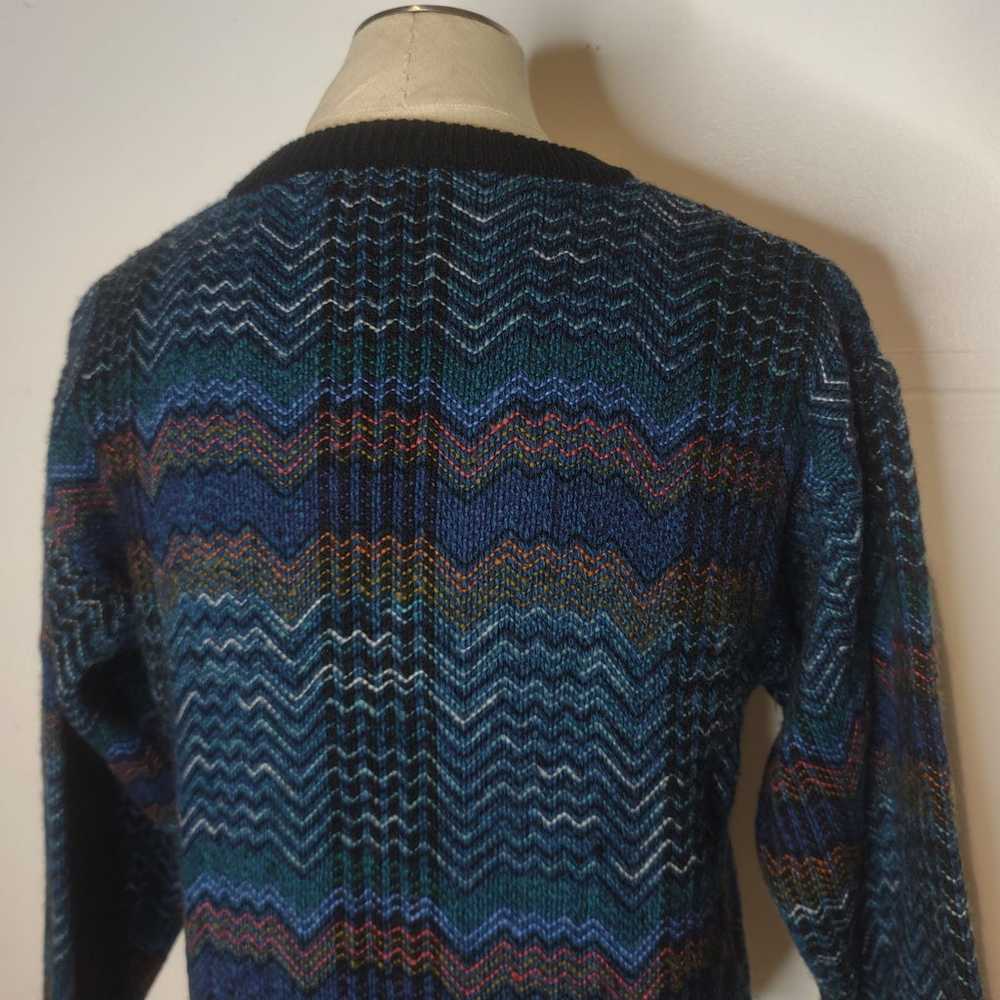 Vintage 80s Leroy Deep V Neck Sweater Zi - image 5