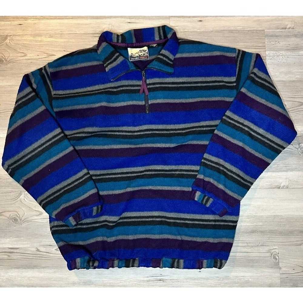 Vintage Nordic Fleece Mens Pullover Sweater - image 1