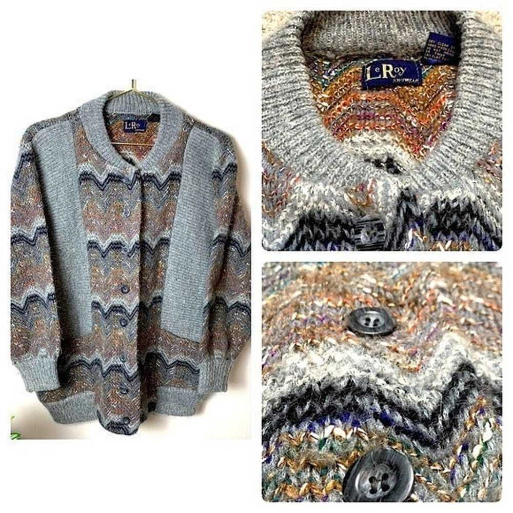 Vintage Wool Bohemian Le Roy Knitwear Sweater Car… - image 2