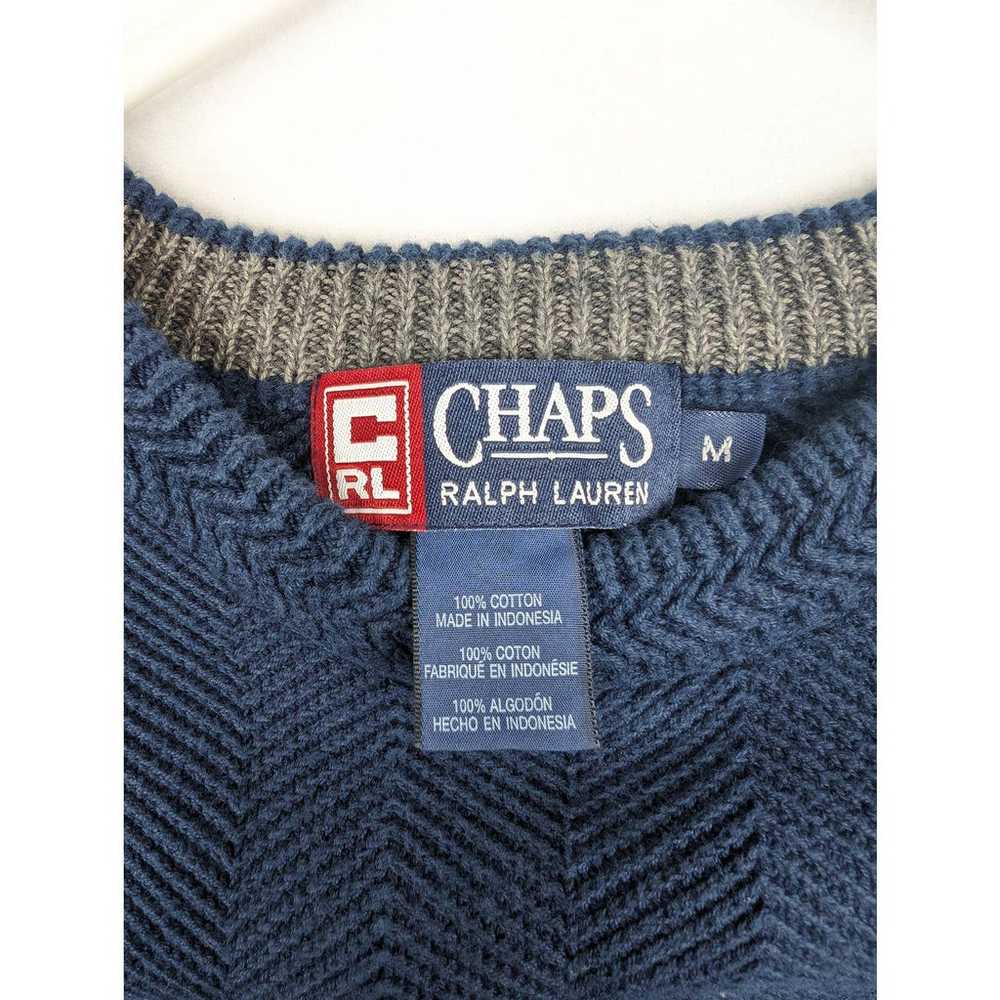 Ralph Lauren Chaps Sz M Mens Navy Cotton Knit Her… - image 3